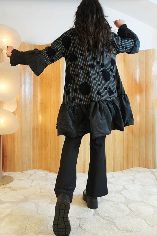 Oscar Rue Dress Pin Stripe Black